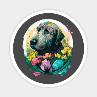 Irish Wolfhound Easter Egg Spring Floral Paint Splatter Dog Lover Art Magnet